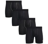 Reebok Men's Boxer Briefs - 4 Pack Soft Performance Boxers with Fly Pouch - Quick Dry Active Mens Underwear Pack S-XL, Size Medium, Black/Black