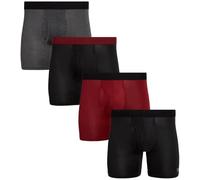 Reebok Men's Boxer Briefs - 4 Pack Soft Performance Boxers for Men with Fly Pouch - Quick Dry Active Mens Underwear Pack S-XL, Grey/Black/Red, XL