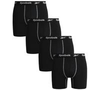 Rebook Men's Boxer Briefs - 4 Pack Moisture Wicking Stretch Performance Underwear Boxers with Contour Pouch (Sizes: S-XL), All Black, L