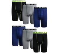 Reebok Men's Boxer Briefs - 6 Pack Long Leg Breathable Performance Big and Tall Underwear Pack Boxers for Men (Sizes: 2X-4XL), Blue Depths/Grey/Black, 3XL