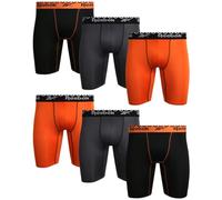 Reebok Men's Boxer Briefs - 6 Pack Sport Soft Performance Long Leg Underwear Boxers for Men with Mesh Fly Pouch (Sizes: S-XL), Size X-Large, Blackened Pearl/Black/Burnt Orange