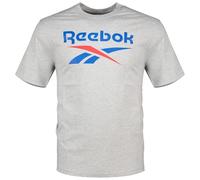 Reebok Men's Bruno Big Logo Crew Neck SS Tee Shirt, Light Grey Marl, L