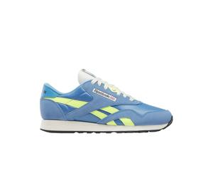 Reebok Men's Classic Nylon Sneaker, Essential Blue/Solar Acid Yellow/Vintage Chalk, 10 UK