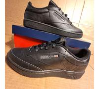 Reebok Men's Club Classic 85 Vintage Leather Trainers - Full Black / Rubber Sole
