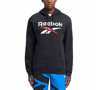 Reebok Men's Identity Big Logo Fleece Hoodie Sweatshirt, Black/White/Vector RED, M