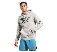 Reebok Men's Identity Fleece Stacked Logo Pullover Long Sleeve Graphic Sweatshirt, Medium Grey Heather, XS