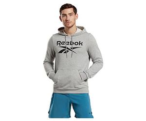 Reebok Men's Identity French Terry Vector Pullover Long Sleeve Graphic Sweatshirt, Medium Grey Heather, XS