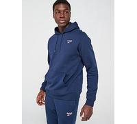 Reebok Men's Identity Small Logo Fleece Hoodie, Navy, Size M, Men Navy