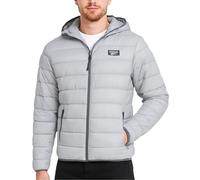 Reebok Men's Jacket - Lightweight Hooded Quilted Puffer Coat - Warm Insulated Winter Jacket for Men (S-4X), Ice Grey, L