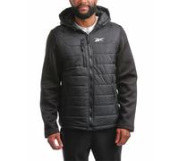 Reebok Men's Jacket - Quilted Puffer Bomber Jacket with Fleece and Tricot Sleeves - Hooded Outdoor Jackets for Men (L-XL), Jet Black, XXL