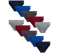 Reebok Men's Low Rise Briefs - 10 Pack Silky Touch Performance Underwear Briefs for Men, Tagless for Your Comfort (Size S-XL), Maritime Blue/Red/Grey/Surf the Web/Stonegrey, XL