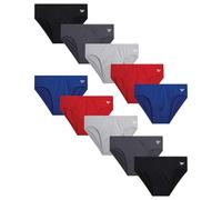 Reebok Men's Underwear - 10 Pack Ultra Soft Stretch Performance Low Rise Mens Briefs - Quick Dry Mens Underwear Briefs (S-XL), Blackblackened Pearlsalsaalloyblue, S