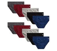Reebok Men's Briefs - 10 Pack Classic Soft Stretch Low Rise Briefs with Contour Pouch - Underwear for Men (Sizes: S-XL), Charcoal/Crimson/Sharkskin/Black/Evening Blue, L