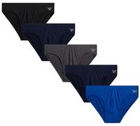 Reebok Mens Low Rise Briefs - 5 Pack Athletic Performance Mens Underwear Briefs with Contour Support Pouch for Gym Daily Wear, Maritime Blue/Web Blue/Black/Blackened Pearl/Blue, S