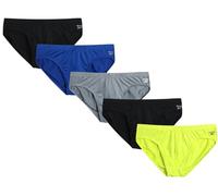 Reebok Men's Low Rise Briefs - 5 Pack Silky Touch Performance Underwear Briefs for Men, Tagless for Your Comfort (Size: S-XL), Black/Surf the Web/Primrose/Monument/Black, XL