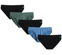 Reebok Men's Low Rise Briefs - 5 Pack Silky Touch Performance Underwear Briefs for Men, Tagless for Your Comfort (Size: S-XL), Black/Dark Forest/Black/Blue/Black, XL