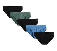 Reebok Mens Low Rise Briefs - 5 Pack Athletic Performance Mens Underwear Briefs with Contour Support Pouch for Gym Daily Wear, Black/Dark Forest/Black/Blue/Black, S