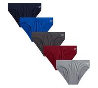 Reebok Mens Low Rise Briefs - 5 Pack Athletic Performance Mens Underwear Briefs with Contour Support Pouch for Gym Daily Wear, Navy/Red/Blue/Grey, L