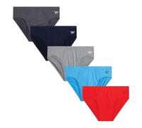 Reebok Mens Low Rise Briefs - 5 Pack Athletic Performance Mens Underwear Briefs with Contour Support Pouch for Gym Daily Wear, Maritime Bluetangerineazure Blueblackened Pearlgreystone, S
