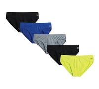 Reebok Men's Low Rise Briefs - 5 Pack Silky Touch Performance Underwear Briefs for Men, Tagless for Your Comfort (Size: S-XL), Black/Surf the Web/Primrose/Monument/Black, S