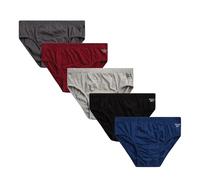 Reebok Low Rise Mens Briefs - 5 Pack Soft Cotton Underwear with Supportive Contour Pouch - Supportive Fit for Everyday Wear, Charcoal/Crimson/Sharkskin/Black/Evening Blue, XL
