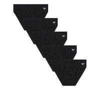 Reebok Low Rise Mens Briefs - 5 Pack Soft Cotton Underwear with Supportive Contour Pouch - Supportive Fit for Everyday Wear, Black/Black/Black/Black/Black, S
