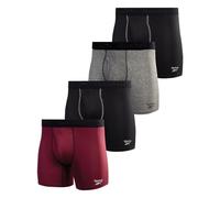 Reebok Men's Performance Boxer Briefs (4 Pack) (Small, Black/Fig/Grey)