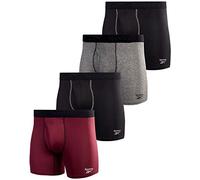 Reebok Men's Performance Boxer Briefs (4 Pack) (Small, Black/Fig/Grey)