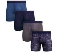 Reebok Men's Performance Boxer Briefs (4 Pack) (X-Large, Navy/Grey/Blue)