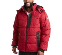 Reebok Mens Puffer Jacket - Heavyweight Quilted Parka Mens Jacket with Hood - Weather Resistant Ski Winter Jackets for Men, Dark Red, XX-L