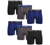 Reebok Men's Sport Soft Performance Boxer Briefs (6 Pack) Size Large Blue/Black Pearl/Black
