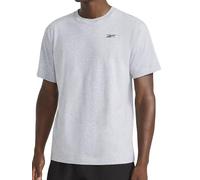 Reebok Men's Supreme Embroidery Short Sleeve Crewneck T-Shirt, Standard Fit, Lightweight Stretch Cotton Fabric, Grey Heather, XL