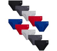 Reebok Men's Underwear - 10 Pack Ultra Soft Stretch Performance Low Rise Mens Briefs - Quick Dry Mens Underwear Briefs (S-XL), Blackblackened Pearlsalsaalloyblue, S