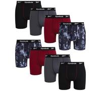 Reebok Mens Underwear - 8 Pack Performance Mens Boxer Briefs with Pouch, Black/Tibetan Red/Blackened Pearl/Black Print, XL