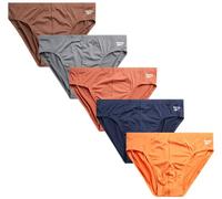 Reebok Men's Low Rise Briefs - 5 Pack Silky Touch Performance Underwear Briefs for Men, Tagless for Your Comfort (Size: S-XL), Blue/Orange/Grey, L