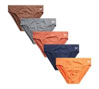 Reebok Men's Low Rise Briefs - 5 Pack Silky Touch Performance Underwear Briefs for Men, Tagless for Your Comfort (Size: S-XL), Blue/Orange/Grey, S