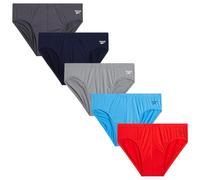 Reebok Mens Underwear Briefs - 5 Pack Quick Dry Soft Stretch Low Rise Briefs for Men - Performance Mens Athletic Underwear, Maritime Bluetangerineazure Blueblackened Pearlgreystone, S