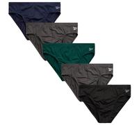 Reebok Men's Low Rise Briefs - 5 Pack Silky Touch Performance Underwear Briefs for Men, Tagless for Your Comfort (Size: S-XL), Maritime Blue/Forged Iron/Green/Black, M