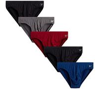 Reebok Men's Underwear - Low-Rise Quick Dry Performance Briefs (5 Pack), Size Small, Black/Red/Charcoal/Navy