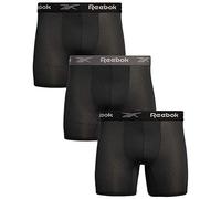 Reebok Men's Underwear - Performance Boxer Briefs with Fly Pouch (4 Pack), Size Large, All Black