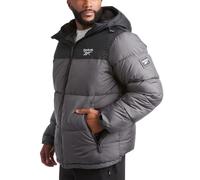 Reebok Men's Winter Jacket - Heavyweight Quilted Puffer Parka Coat - Weather Resistant Ski Jacket for Men (8-20), Black/Charcoal, Large
