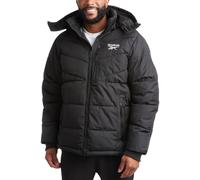 Reebok Mens Winter Jacket - Thick Heavyweight Ski Winter Coat - Warm Insulated Quilted Hooded Puffer Coat for Men, Black, Medium