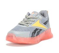 Reebok Nickelodeon Zig N' Glow Elastic Lace Sneakers for Unisex Baby, Grey/Orange/Yellow, 7 Infant