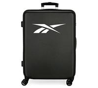 Reebok Portland Medium Suitcase, Black, 48 x 68 x 26 cm, Hard ABS, Side Combination Lock, 70 L, 3 kg, 4 Double Wheels