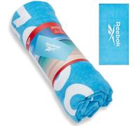 Reebok Positano Beach Towel | Cotton Beach Towel with Velour Facing | Large Beach Towel for Adults | Quick-Dry & Soft | For Pool, Sun Lounger & Holiday Essentials | 70 x 140cm | Always Blue