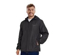Reebok Rain Jacket Men with Hood, Windbreaker Men Lightweight Waterproof Jacket, Black, M