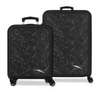 Reebok Roswell Suitcase Set Black 46x65x25 cm Rigid ABS Combination Lock Integrated 56L 6.6 kg 4 Double Wheels Hand Luggage