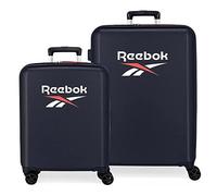 Reebok Roxbury Suitcase Set, Blue, 55/70 cm, Hard ABS, Built-in TSA Lock, 119.4 L, 6 kg, 4 Double Wheels, Hand Luggage