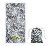 Reebok Sand Free Beach Towel - Quick Dry Microfibre Towel | Lightweight & Compact | Includes Carry Bag | Large Travel Towel for Pool, Gym & Travel Essentials - 90 x 180cm, Black/Grey Print