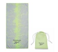 Reebok Sand Free Beach Towel - Quick Dry Microfibre Towel | Lightweight & Compact | Includes Carry Bag | Large Travel Towel for Pool, Gym & Travel Essentials - 90 x 180cm, Grey/Lime Cloud Print
